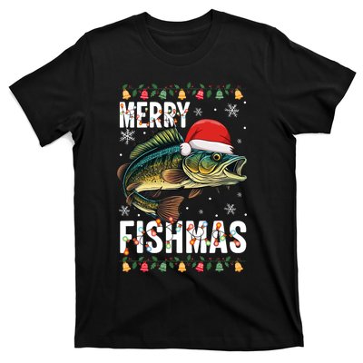 Merry Fishmas Funny Fishing Christmas Pajama Fishers T-Shirt