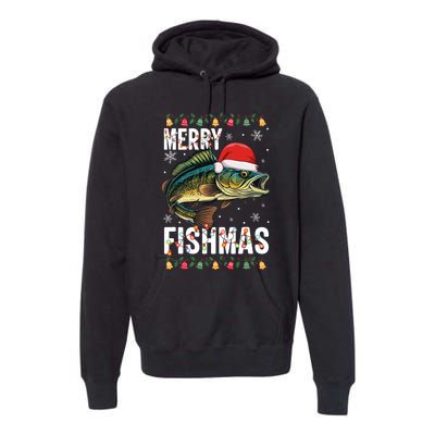 Merry Fishmas Funny Fishing Christmas Pajama Fishers Premium Hoodie