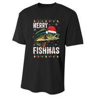 Merry Fishmas Funny Fishing Christmas Pajama Fishers Performance Sprint T-Shirt