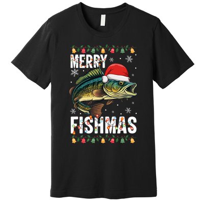 Merry Fishmas Funny Fishing Christmas Pajama Fishers Premium T-Shirt