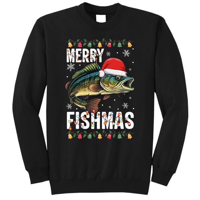 Merry Fishmas Funny Fishing Christmas Pajama Fishers Tall Sweatshirt