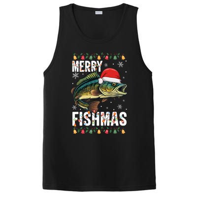 Merry Fishmas Funny Fishing Christmas Pajama Fishers PosiCharge Competitor Tank