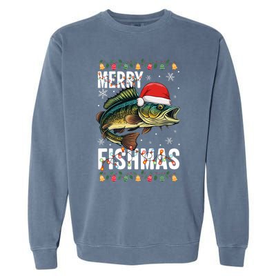 Merry Fishmas Funny Fishing Christmas Pajama Fishers Garment-Dyed Sweatshirt