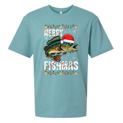 Merry Fishmas Funny Fishing Christmas Pajama Fishers Sueded Cloud Jersey T-Shirt