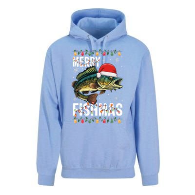 Merry Fishmas Funny Fishing Christmas Pajama Fishers Unisex Surf Hoodie