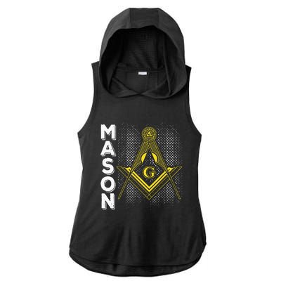 Masonic Freemasonry Fraternal Square Compass Mason Ladies PosiCharge Tri-Blend Wicking Draft Hoodie Tank