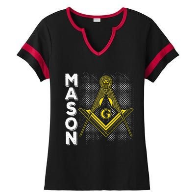 Masonic Freemasonry Fraternal Square Compass Mason Ladies Halftime Notch Neck Tee