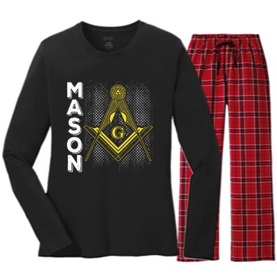 Masonic Freemasonry Fraternal Square Compass Mason Women's Long Sleeve Flannel Pajama Set 