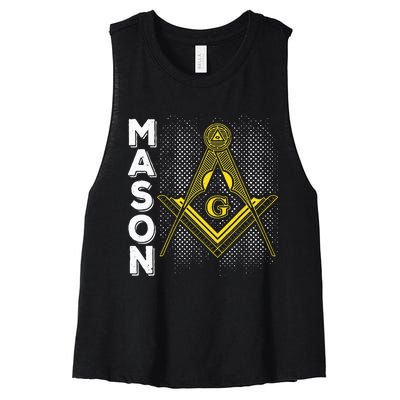 Masonic Freemasonry Fraternal Square Compass Mason Women's Racerback Cropped Tank