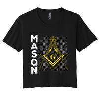 Masonic Freemasonry Fraternal Square Compass Mason Women's Crop Top Tee