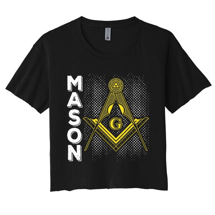 Masonic Freemasonry Fraternal Square Compass Mason Women's Crop Top Tee