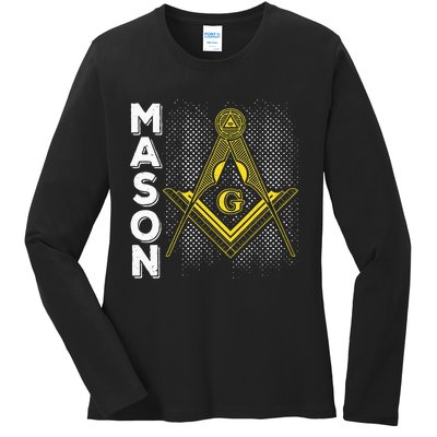 Masonic Freemasonry Fraternal Square Compass Mason Ladies Long Sleeve Shirt