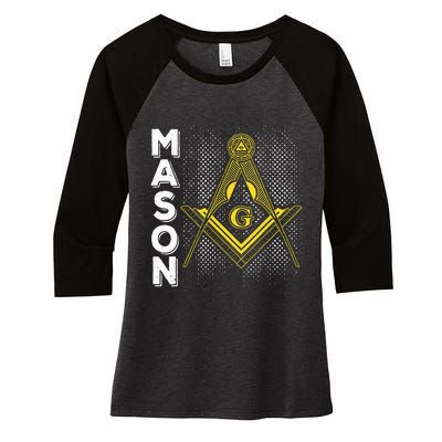 Masonic Freemasonry Fraternal Square Compass Mason Women's Tri-Blend 3/4-Sleeve Raglan Shirt