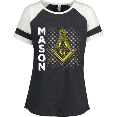 Masonic Freemasonry Fraternal Square Compass Mason Enza Ladies Jersey Colorblock Tee