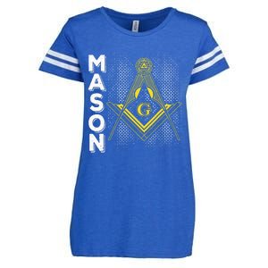 Masonic Freemasonry Fraternal Square Compass Mason Enza Ladies Jersey Football T-Shirt