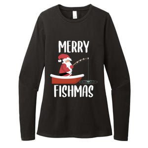 Merry Fishmas Funny Santa Fishing Fisher Christmas Xmas Funny Gift Womens CVC Long Sleeve Shirt