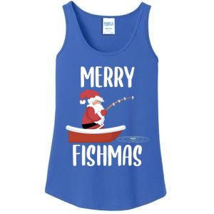 Merry Fishmas Funny Santa Fishing Fisher Christmas Xmas Funny Gift Ladies Essential Tank