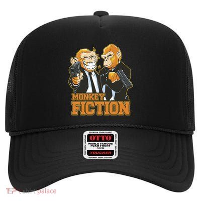 Monkey Fiction Funny High Crown Mesh Back Trucker Hat