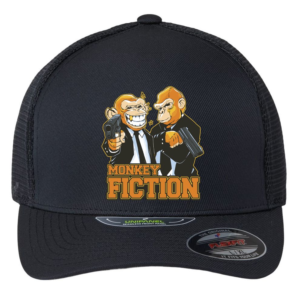 Monkey Fiction Funny Flexfit Unipanel Trucker Cap