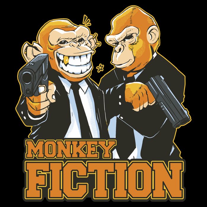 Monkey Fiction Funny Button