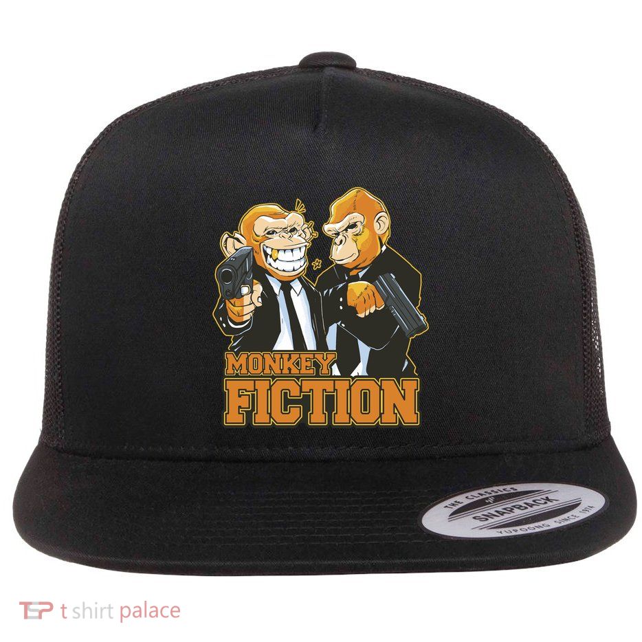 Monkey Fiction Funny Flat Bill Trucker Hat