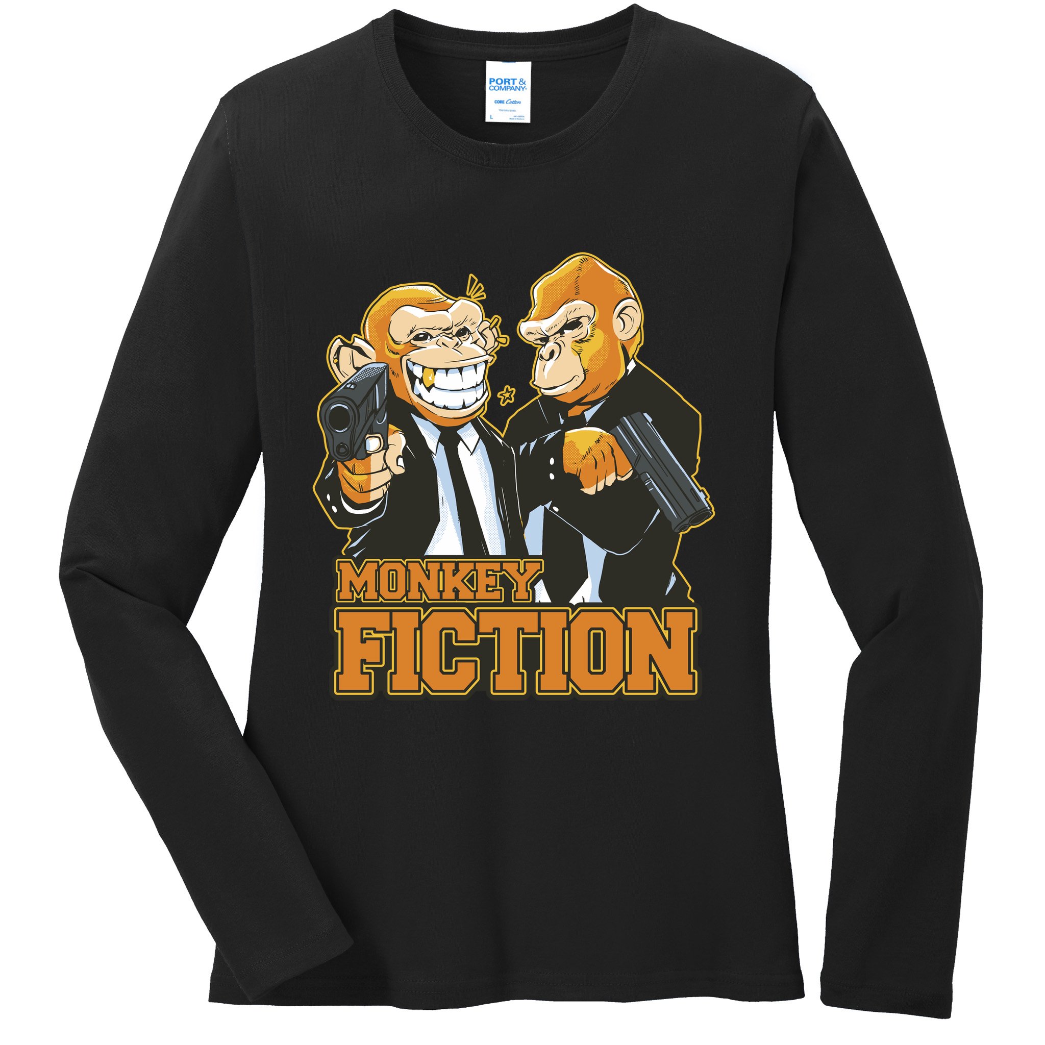 Monkey Fiction Funny Ladies Long Sleeve Shirt