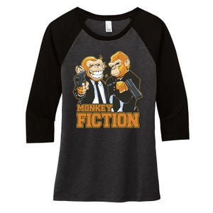 Monkey Fiction Funny Women's Tri-Blend 3/4-Sleeve Raglan Shirt