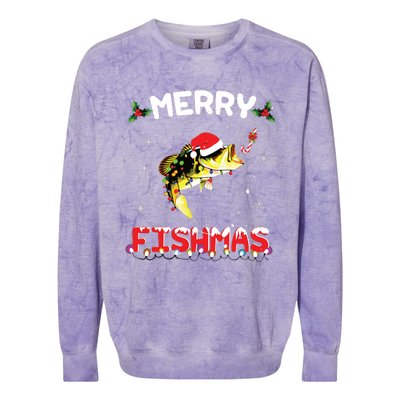 Merry Fishmas Funny Fishing Christmas Pajama Fishers Colorblast Crewneck Sweatshirt