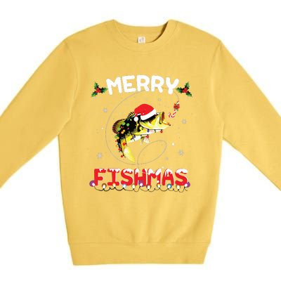 Merry Fishmas Funny Fishing Christmas Pajama Fishers Premium Crewneck Sweatshirt