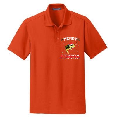 Merry Fishmas Funny Fishing Christmas Pajama Fishers Dry Zone Grid Polo