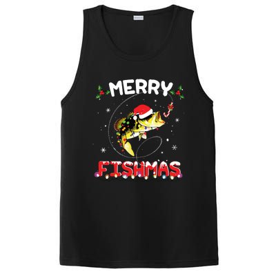 Merry Fishmas Funny Fishing Christmas Pajama Fishers PosiCharge Competitor Tank