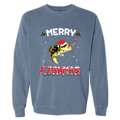 Merry Fishmas Funny Fishing Christmas Pajama Fishers Garment-Dyed Sweatshirt