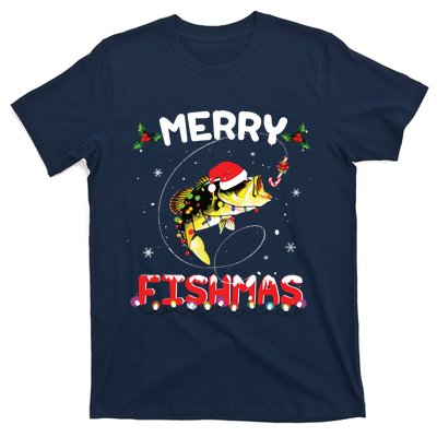 Merry Fishmas Funny Fishing Christmas Pajama Fishers T-Shirt