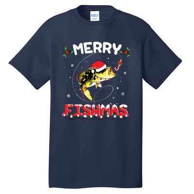 Merry Fishmas Funny Fishing Christmas Pajama Fishers Tall T-Shirt