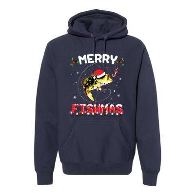 Merry Fishmas Funny Fishing Christmas Pajama Fishers Premium Hoodie