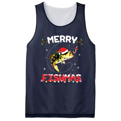 Merry Fishmas Funny Fishing Christmas Pajama Fishers Mesh Reversible Basketball Jersey Tank