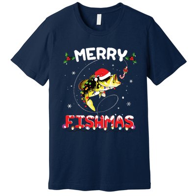 Merry Fishmas Funny Fishing Christmas Pajama Fishers Premium T-Shirt