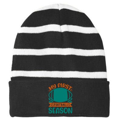 My First Football Season Striped Beanie with Solid Band