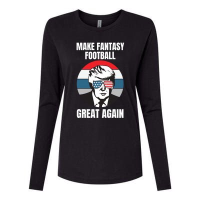 Make Fantasy Football Great Again Trump American Flag Sunset Great Gift Womens Cotton Relaxed Long Sleeve T-Shirt