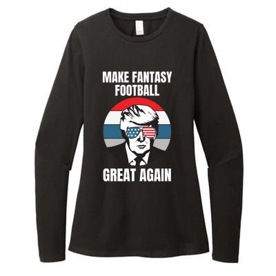 Make Fantasy Football Great Again Trump American Flag Sunset Great Gift Womens CVC Long Sleeve Shirt