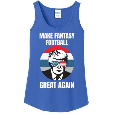 Make Fantasy Football Great Again Trump American Flag Sunset Great Gift Ladies Essential Tank