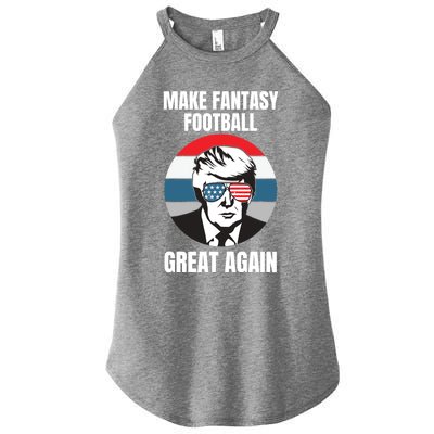 Make Fantasy Football Great Again Trump American Flag Sunset Great Gift Women’s Perfect Tri Rocker Tank