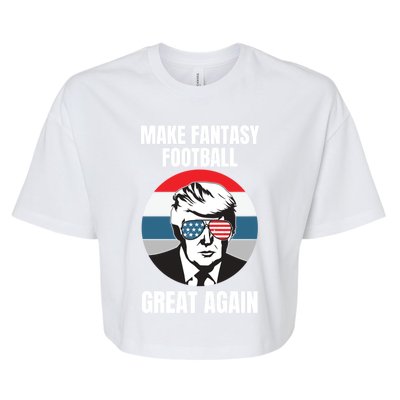 Make Fantasy Football Great Again Trump American Flag Sunset Great Gift Bella+Canvas Jersey Crop Tee