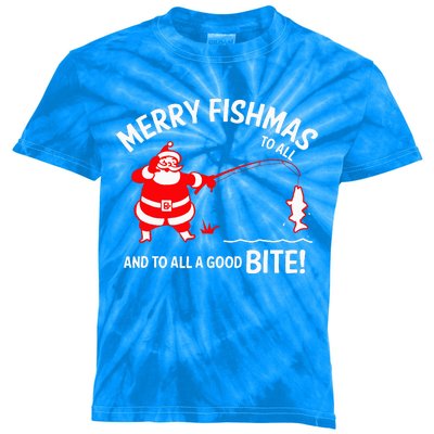 Merry Fishmas Funny Fish Fishing Fisherman Christmas Xmas Kids Tie-Dye T-Shirt