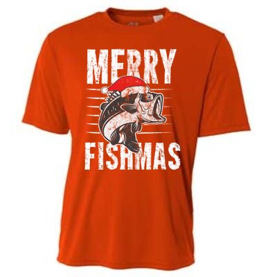 Merry Fishmas Funny Gift Funny Fishing Christmas Gift Cooling Performance Crew T-Shirt