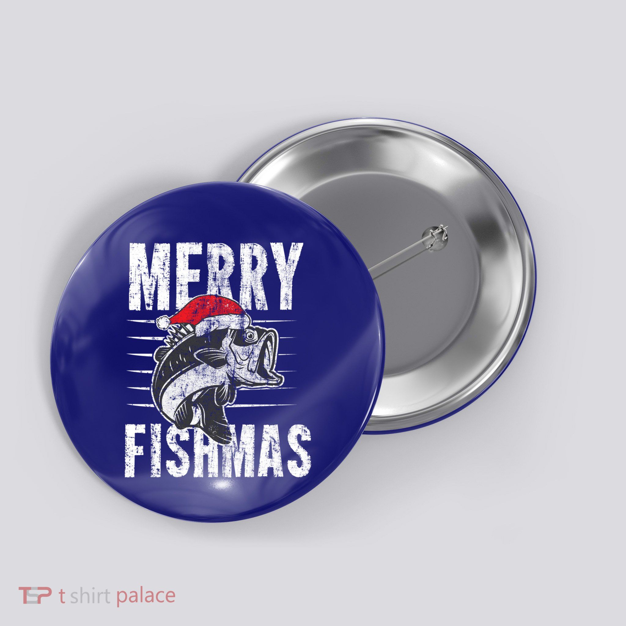 Merry Fishmas Funny Gift Funny Fishing Christmas Gift Button