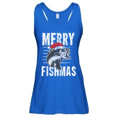 Merry Fishmas Funny Gift Funny Fishing Christmas Gift Ladies Essential Flowy Tank