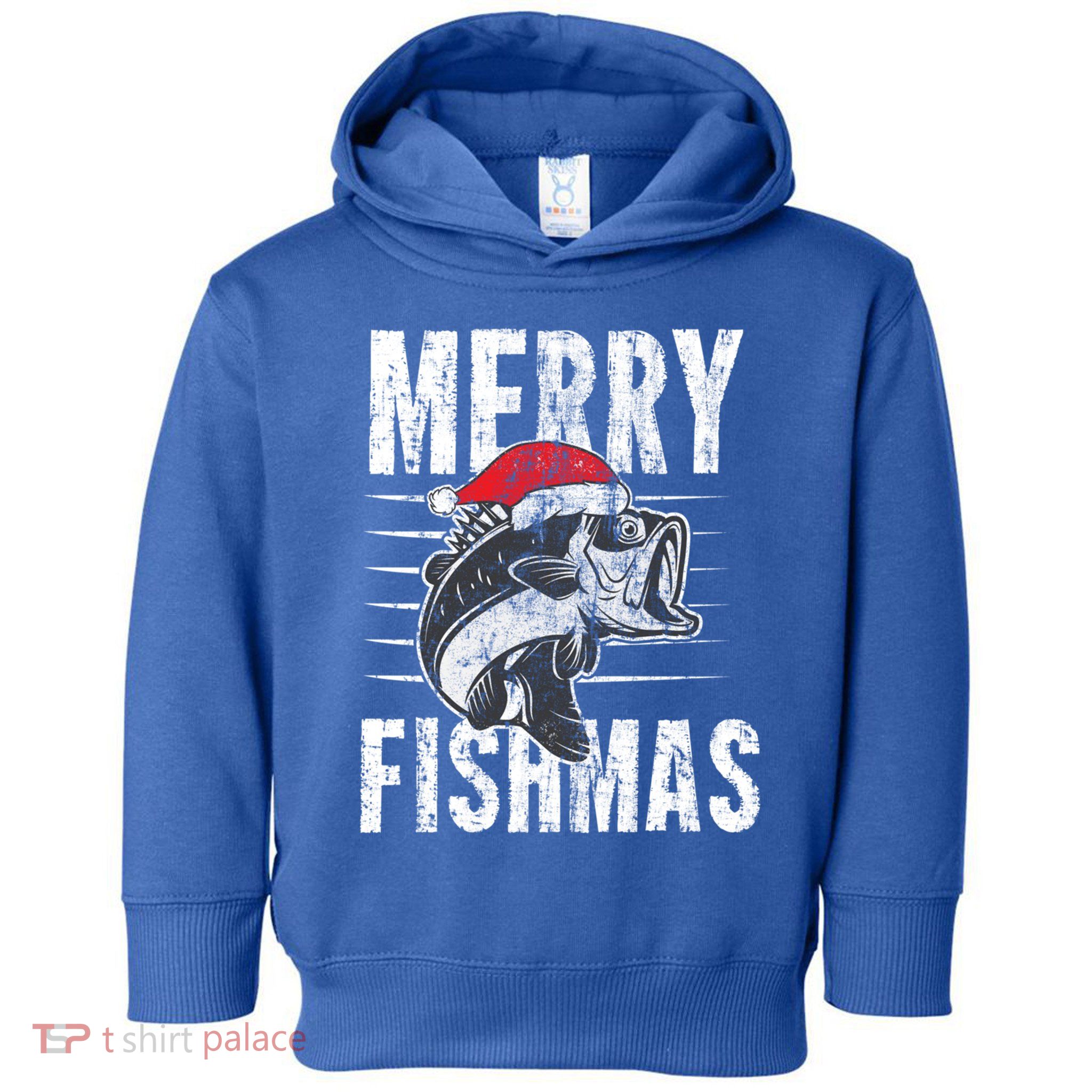 Merry Fishmas Funny Gift Funny Fishing Christmas Gift Toddler Hoodie