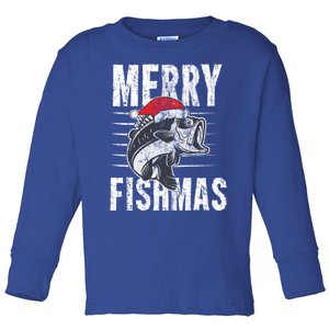 Merry Fishmas Funny Gift Funny Fishing Christmas Gift Toddler Long Sleeve Shirt