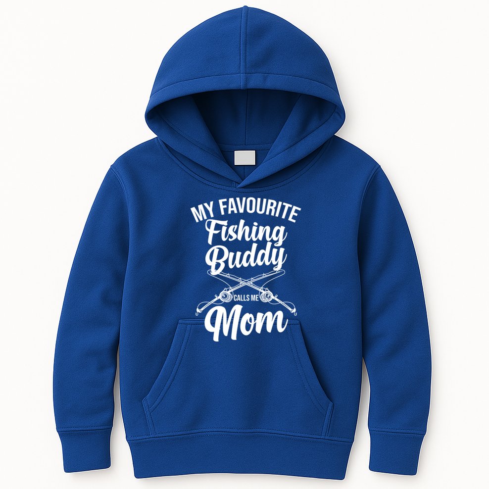 My Favourite Fishing Buddy Calls Me Mom Fishing Gift Kids Hoodie